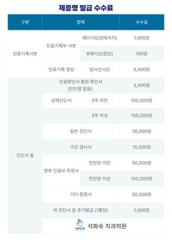 제증명 발급 수수료